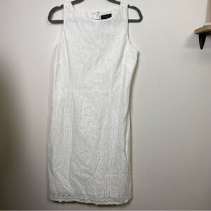 Ann Taylor Sleeveless White Eyelet Shift Dress size‎ 8